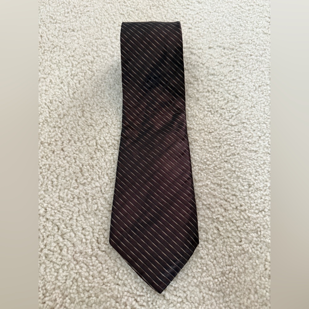 DKNY Dark Brown Pinstripe Silk Tie